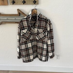 Unisex Plaid Button-Up Shirt-Jacket
